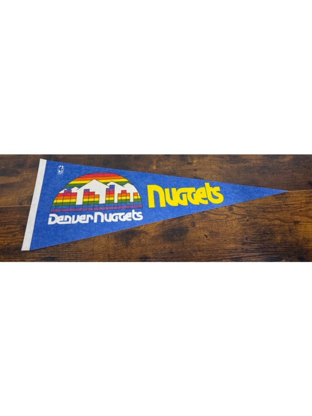 Vintage Denver Nuggets NBA Pennant With Skyline Logo & Rainbow Design